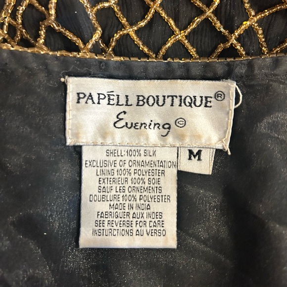 100% Silk Vintage Mob Wife Beaded Jacket Papéll Boutique Evening Size Medium - Picture 7 of 8